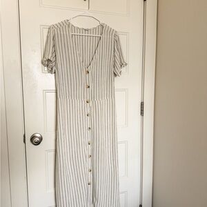 Old Navy White and Blue Striped Midi Dress